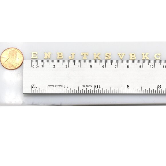 14k Gold Mini Alphabet Earrings Studs Sold as a Pair Fit for any Age - Picture 7 of 17